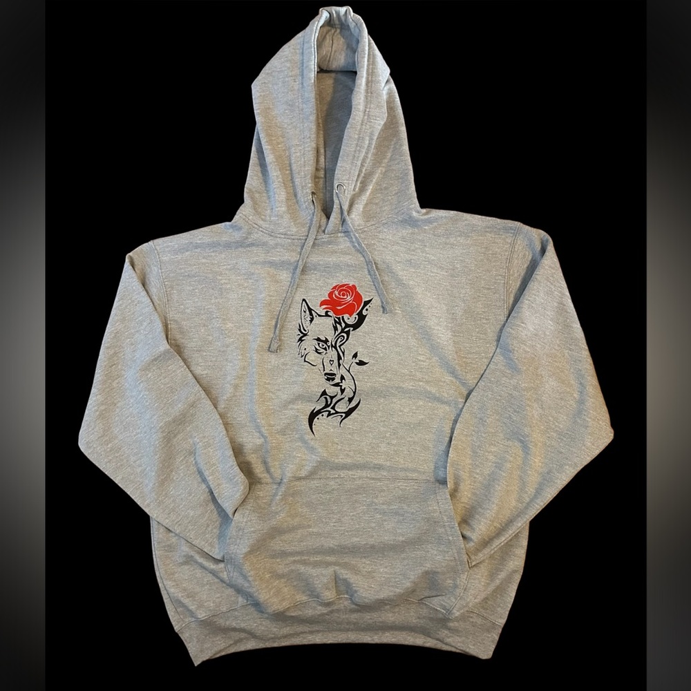 Grey Lone Wolf Gentleman Apparels Hoodie - Rose Collection